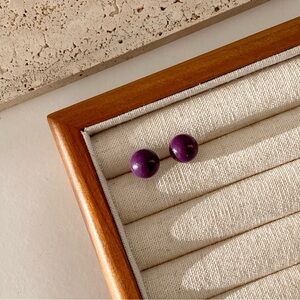 4/$15 Plum Purple Round Ball Earrings Studs